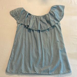 Faded Glory Light Blue Off Shoulder Top with Ruffles